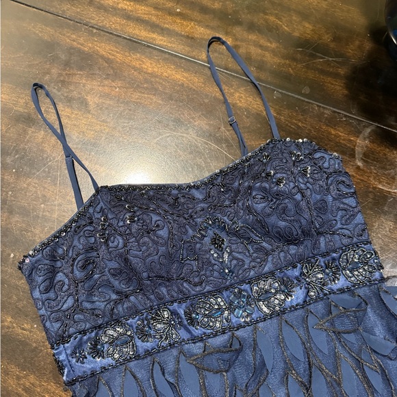 Sue Wong Blue Ruffled Embellished Mini Dress - Picture 4 of 5
